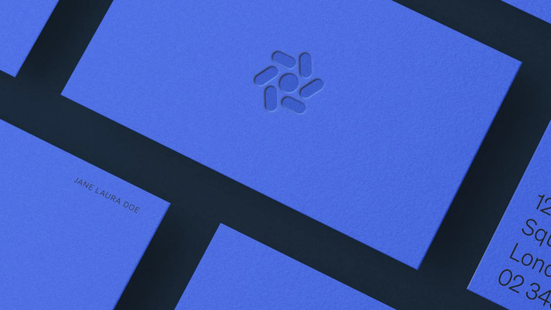 Blue Sesco printed collateral with an embossed mark