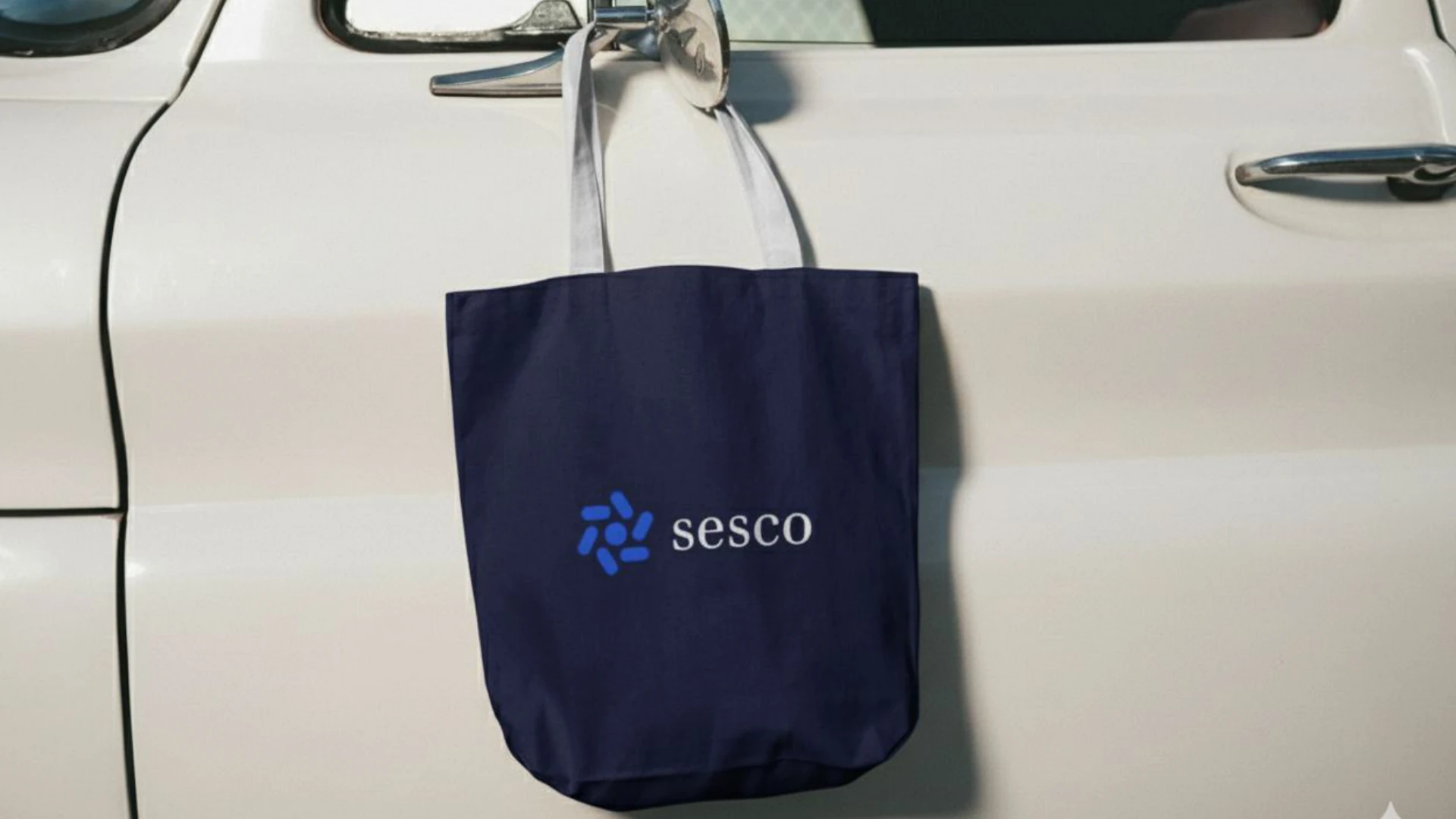 Sesco tote bag shown in an office setting